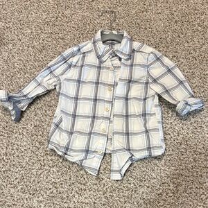 Osh Kosh Long-Sleeve Plaid Button-Up Shirt - Light Blue & White
